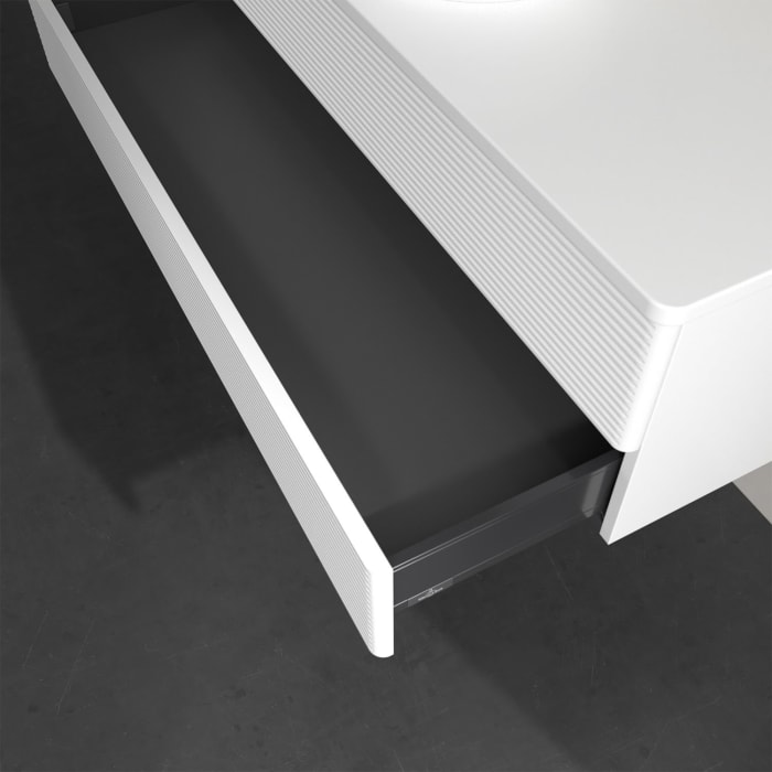 Villeroy & Boch Antao Waschbeckenunterschrank, 120 x 19 cm, 2 Auszüge, Fronten mit Struktur, ohne Hahnloch, für Waschtisch mittig