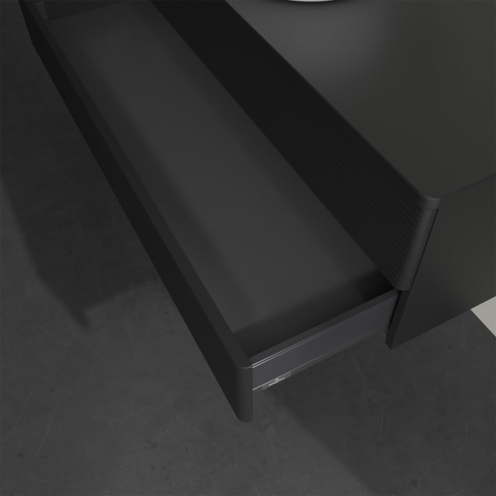 Villeroy & Boch Antao Waschbeckenunterschrank, 120 x 19 cm, 2 Auszüge, Fronten mit Struktur, ohne Hahnloch, für Waschtisch mittig