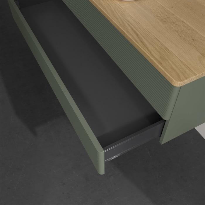 Villeroy & Boch Antao Waschbeckenunterschrank, 120 x 19 cm, 2 Auszüge, Fronten mit Struktur, ohne Hahnloch, für Waschtisch mittig