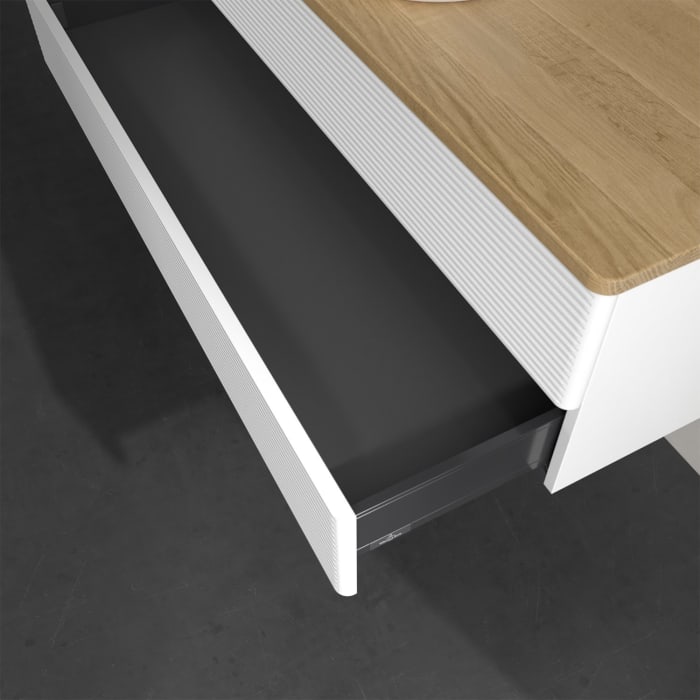 Villeroy & Boch Antao Waschbeckenunterschrank, 120 x 19 cm, 2 Auszüge, Fronten mit Struktur, ohne Hahnloch, für Waschtisch mittig