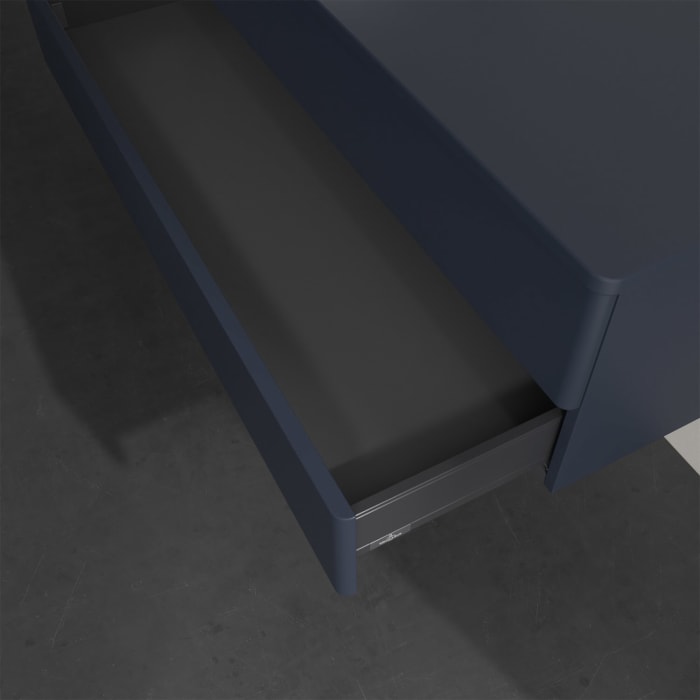 Villeroy & Boch Antao Waschbeckenunterschrank, 120 x 19 cm, 2 Auszüge, Fronten ohne Struktur, ohne Hahnloch, für Waschtisch links