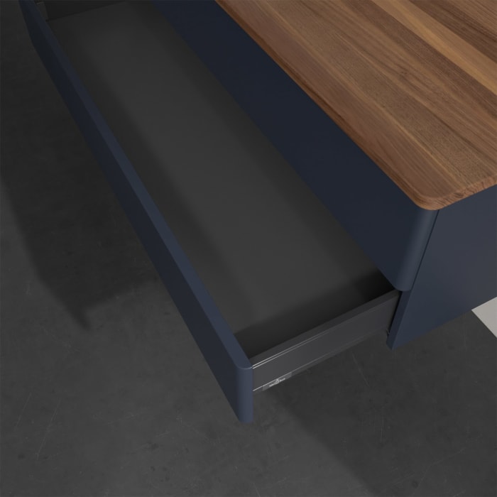 Villeroy & Boch Antao Waschbeckenunterschrank, 120 x 19 cm, 2 Auszüge, Fronten ohne Struktur, ohne Hahnloch, für Waschtisch links