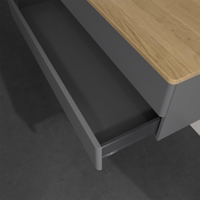 Villeroy & Boch Antao Waschbeckenunterschrank, 120 x 19 cm, 2 Auszüge, Fronten ohne Struktur, mit Hahnloch, für Waschtisch links