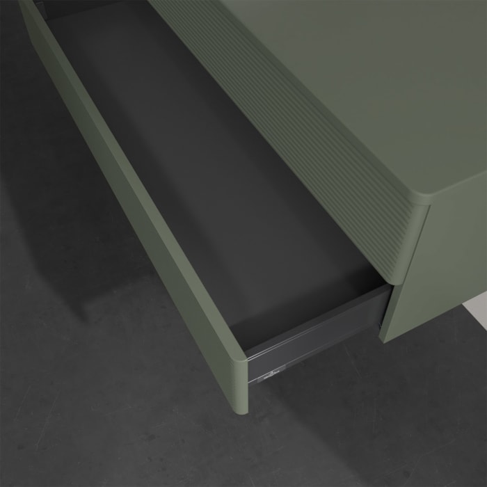 Villeroy & Boch Antao Waschbeckenunterschrank, 120 x 19 cm, 2 Auszüge, Fronten mit Struktur, ohne Hahnloch, für Waschtisch links