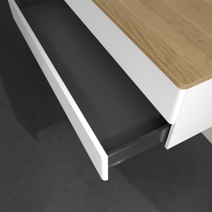 Villeroy & Boch Antao Waschbeckenunterschrank, 120 x 19 cm, 2 Auszüge, Fronten mit Struktur, ohne Hahnloch, für Waschtisch links