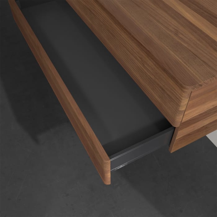 Villeroy & Boch Antao Waschbeckenunterschrank, 120 x 19 cm, 2 Auszüge, Fronten mit Struktur, ohne Hahnloch, für Waschtisch links