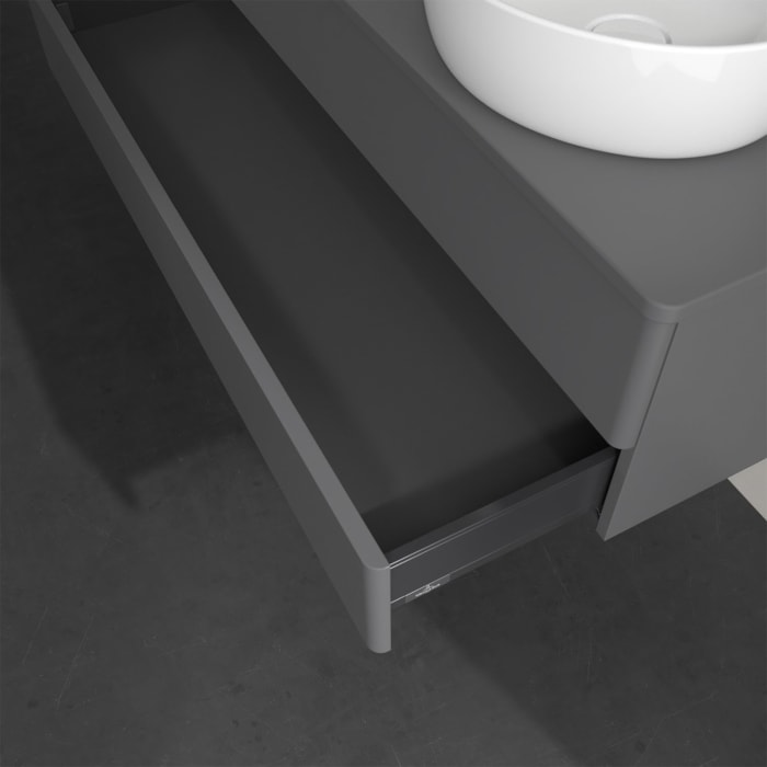 Villeroy & Boch Antao Waschbeckenunterschrank, 120 x 19 cm, 2 Auszüge, Fronten ohne Struktur, ohne Hahnloch, für Waschtisch rechts