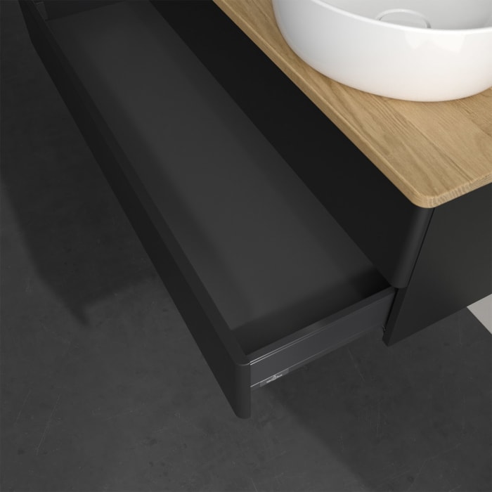 Villeroy & Boch Antao Waschbeckenunterschrank, 120 x 19 cm, 2 Auszüge, Fronten ohne Struktur, ohne Hahnloch, für Waschtisch rechts