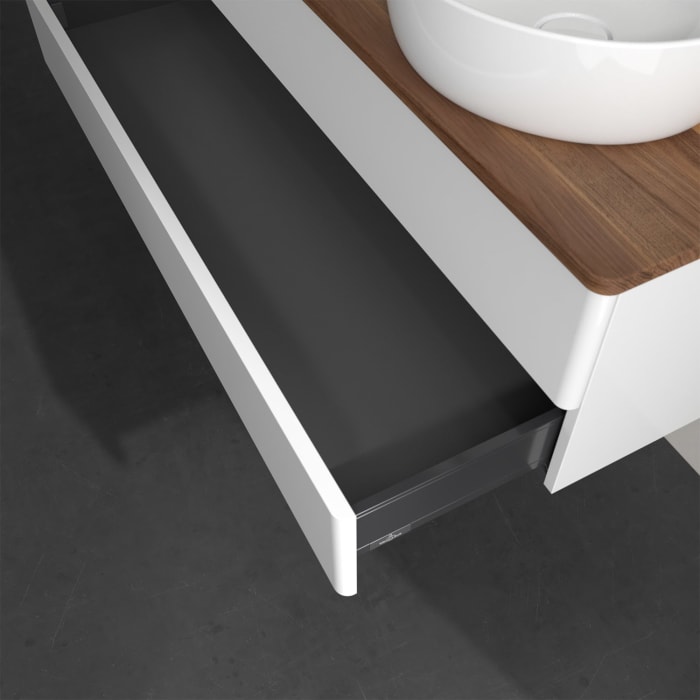 Villeroy & Boch Antao Waschbeckenunterschrank, 120 x 19 cm, 2 Auszüge, Fronten ohne Struktur, ohne Hahnloch, für Waschtisch rechts