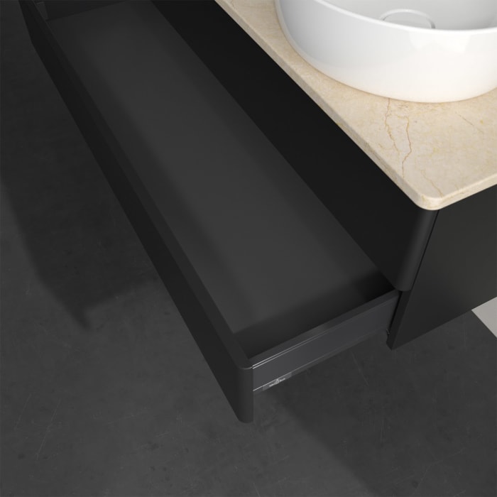 Villeroy & Boch Antao Waschbeckenunterschrank, 120 x 19 cm, 2 Auszüge, Fronten ohne Struktur, mit Hahnloch, für Waschtisch rechts