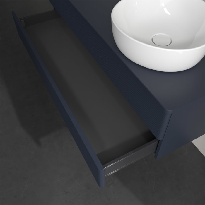 Villeroy & Boch Antao Waschbeckenunterschrank, 120 x 19 cm, 2 Auszüge, Fronten mit Struktur, ohne Hahnloch, für Waschtisch rechts