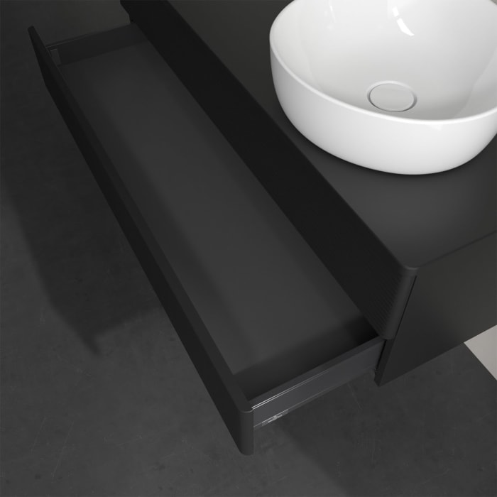 Villeroy & Boch Antao Waschbeckenunterschrank, 120 x 19 cm, 2 Auszüge, Fronten mit Struktur, ohne Hahnloch, für Waschtisch rechts