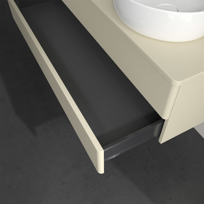 Villeroy & Boch Antao Waschbeckenunterschrank, 120 x 19 cm, 2 Auszüge, Fronten ohne Struktur, ohne Hahnloch, für Waschtisch links und rechts