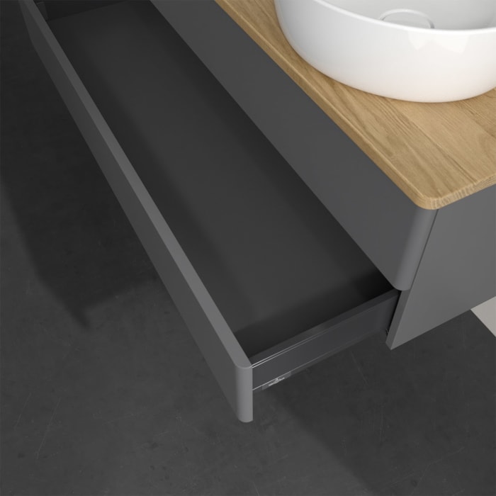 Villeroy & Boch Antao Waschbeckenunterschrank, 120 x 19 cm, 2 Auszüge, Fronten ohne Struktur, ohne Hahnloch, für Waschtisch links und rechts