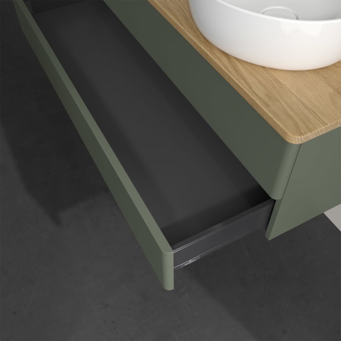 Villeroy & Boch Antao Waschbeckenunterschrank, 120 x 19 cm, 2 Auszüge, Fronten ohne Struktur, ohne Hahnloch, für Waschtisch links und rechts