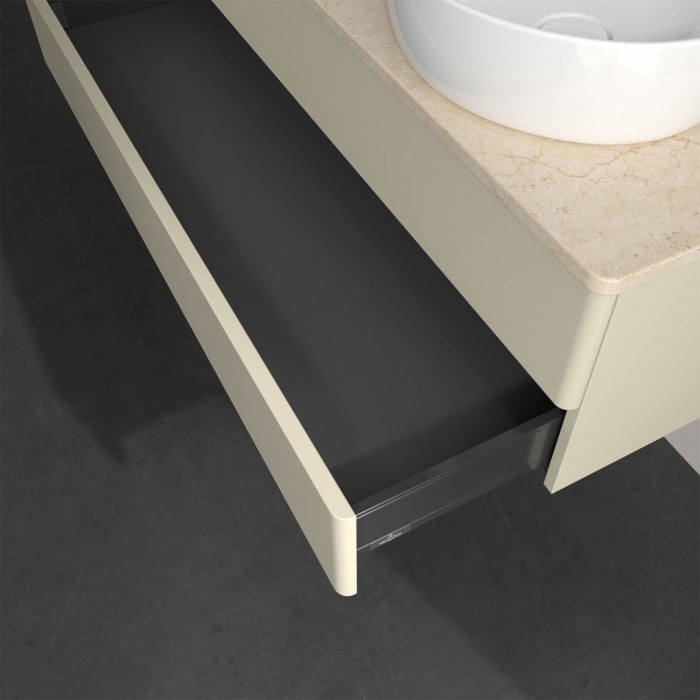 Villeroy & Boch Antao Waschbeckenunterschrank, 120 x 19 cm, 2 Auszüge, Fronten ohne Struktur, ohne Hahnloch, für Waschtisch links und rechts