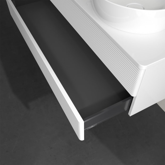 Villeroy & Boch Antao Waschbeckenunterschrank, 120 x 19 cm, 2 Auszüge, Fronten mit Struktur, ohne Hahnloch, für Waschtisch links und rechts