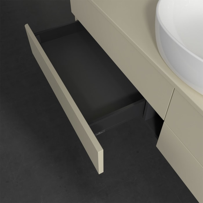 Villeroy & Boch Antao Waschbeckenunterschrank, 160 x 19 cm, 4 Auszüge, Fronten ohne Struktur, ohne Hahnloch, für Waschtisch mittig