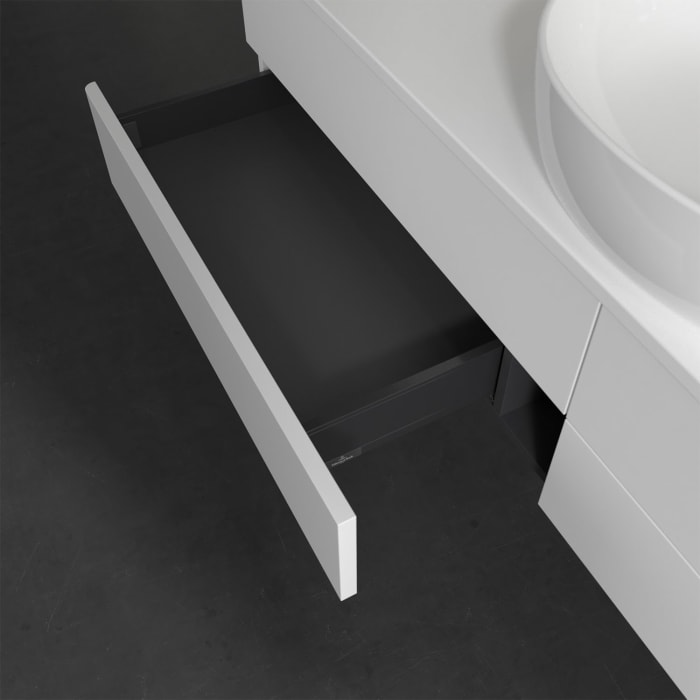 Villeroy & Boch Antao Waschbeckenunterschrank, 160 x 19 cm, 4 Auszüge, Fronten ohne Struktur, ohne Hahnloch, für Waschtisch mittig