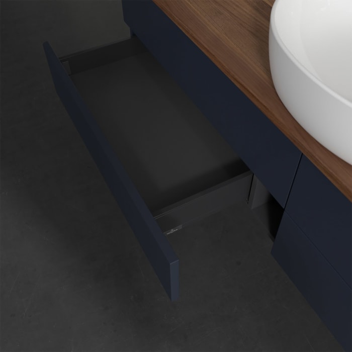 Villeroy & Boch Antao Waschbeckenunterschrank, 160 x 19 cm, 4 Auszüge, Fronten ohne Struktur, ohne Hahnloch, für Waschtisch mittig