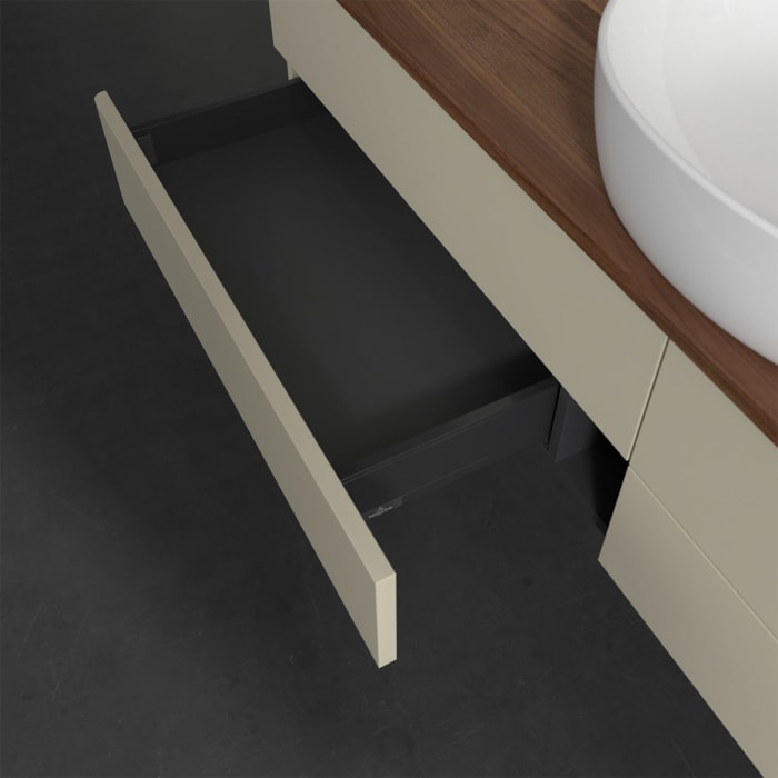 Villeroy & Boch Antao Waschbeckenunterschrank, 160 x 19 cm, 4 Auszüge, Fronten ohne Struktur, ohne Hahnloch, für Waschtisch mittig