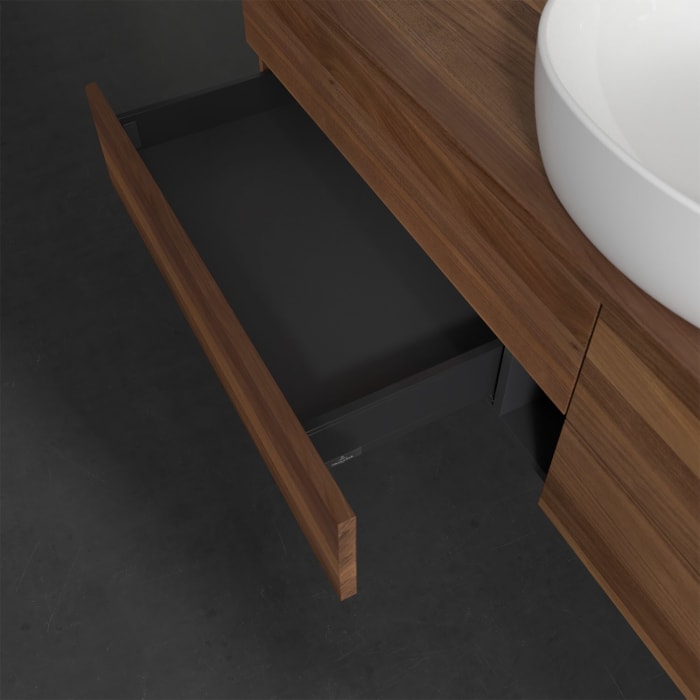 Villeroy & Boch Antao Waschbeckenunterschrank, 160 x 19 cm, 4 Auszüge, Fronten ohne Struktur, ohne Hahnloch, für Waschtisch mittig