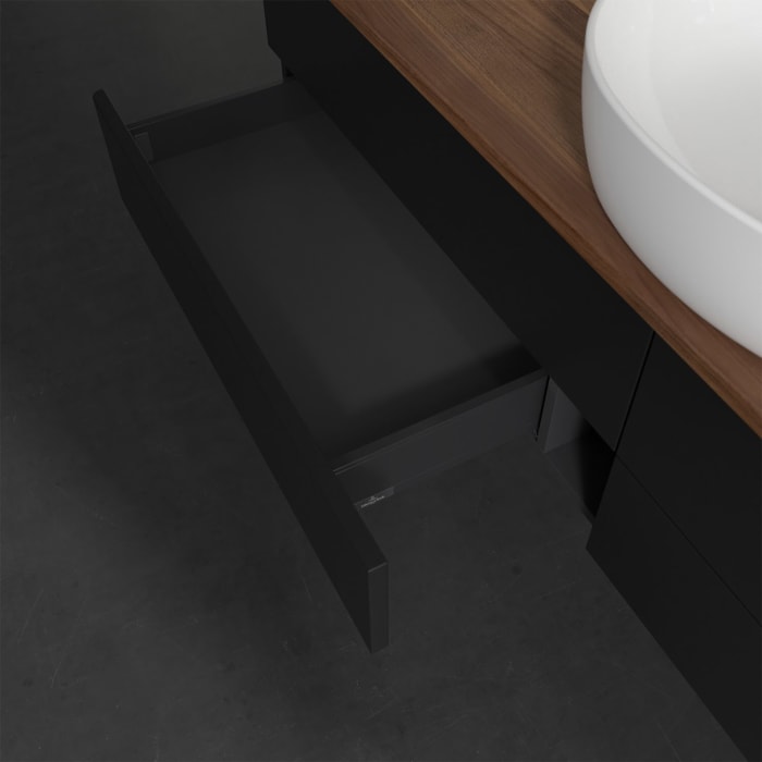 Villeroy & Boch Antao Waschbeckenunterschrank, 160 x 19 cm, 4 Auszüge, Fronten ohne Struktur, ohne Hahnloch, für Waschtisch mittig