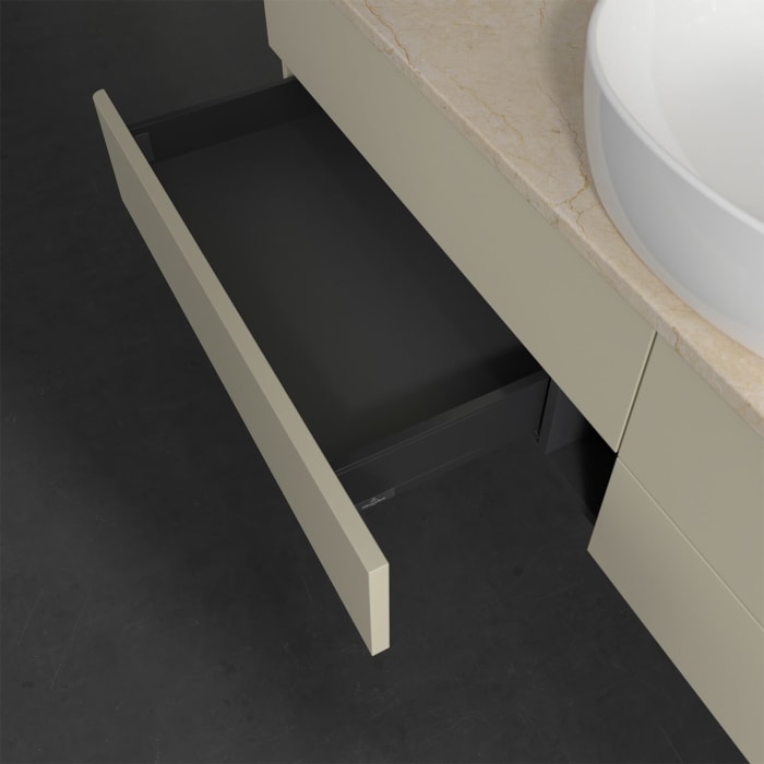 Villeroy & Boch Antao Waschbeckenunterschrank, 160 x 19 cm, 4 Auszüge, Fronten ohne Struktur, ohne Hahnloch, für Waschtisch mittig