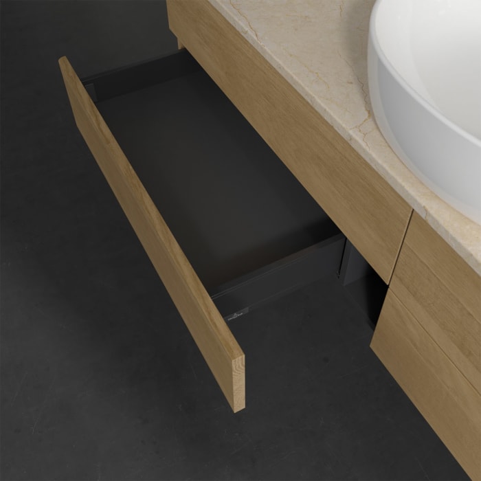 Villeroy & Boch Antao Waschbeckenunterschrank, 160 x 19 cm, 4 Auszüge, Fronten ohne Struktur, ohne Hahnloch, für Waschtisch mittig