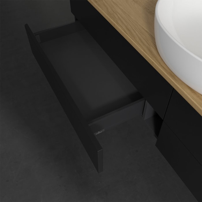 Villeroy & Boch Antao Waschbeckenunterschrank, 160 x 19 cm, 4 Auszüge, Fronten ohne Struktur, mit Hahnloch, für Waschtisch mittig