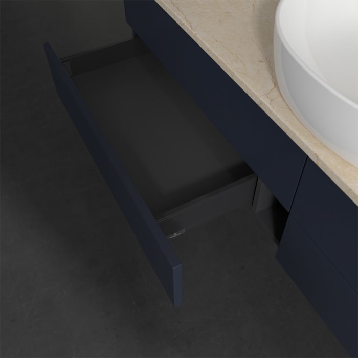 Villeroy & Boch Antao Waschbeckenunterschrank, 160 x 19 cm, 4 Auszüge, Fronten ohne Struktur, mit Hahnloch, für Waschtisch mittig