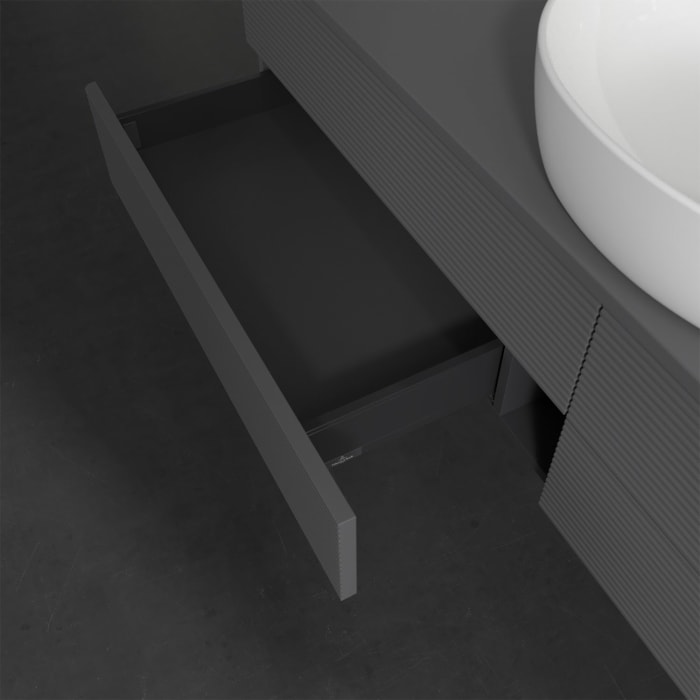 Villeroy & Boch Antao Waschbeckenunterschrank, 160 x 19 cm, 4 Auszüge, Fronten mit Struktur, ohne Hahnloch, für Waschtisch mittig