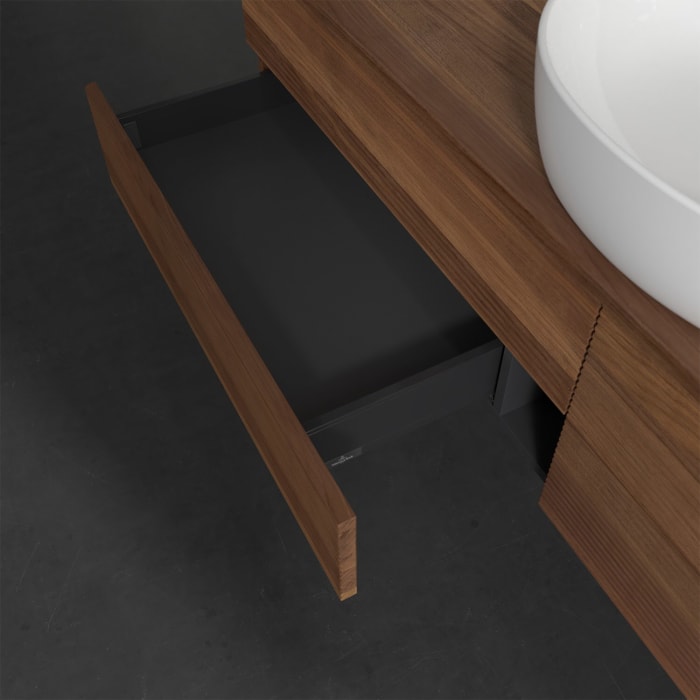 Villeroy & Boch Antao Waschbeckenunterschrank, 160 x 19 cm, 4 Auszüge, Fronten mit Struktur, ohne Hahnloch, für Waschtisch mittig