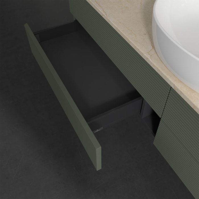 Villeroy & Boch Antao Waschbeckenunterschrank, 160 x 19 cm, 4 Auszüge, Fronten mit Struktur, ohne Hahnloch, für Waschtisch mittig
