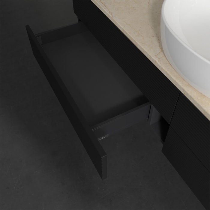 Villeroy & Boch Antao Waschbeckenunterschrank, 160 x 19 cm, 4 Auszüge, Fronten mit Struktur, ohne Hahnloch, für Waschtisch mittig