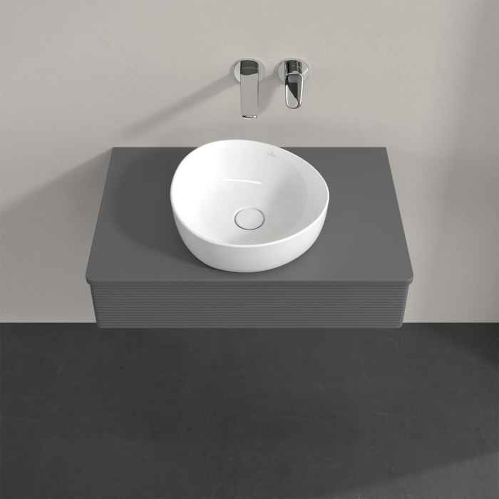 Villeroy & Boch Antao Waschbeckenunterschrank, 80 x 19 cm, 1 Auszug, Front mit Struktur, mit Hahnloch