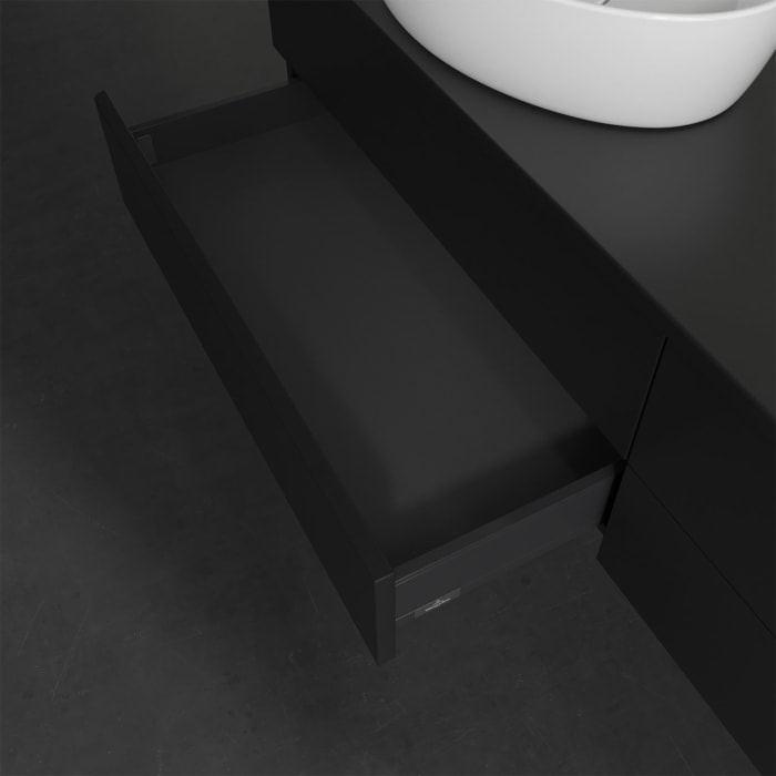 Villeroy & Boch Antao Waschbeckenunterschrank, 160 x 19 cm, 4 Auszüge, Fronten ohne Struktur, ohne Hahnloch, für Waschtisch links