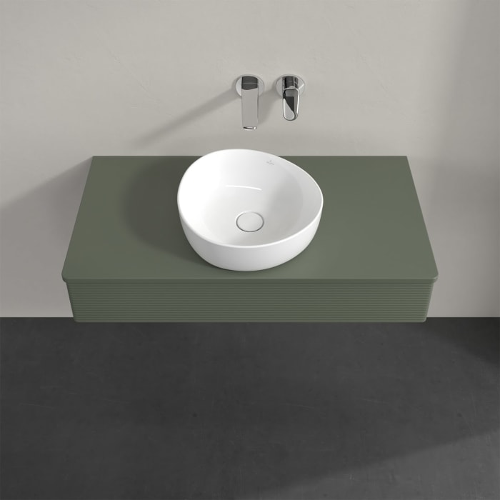 Villeroy & Boch Antao Waschbeckenunterschrank, 100 x 19 cm, 1 Auszug, Front mit Struktur, mit Hahnloch