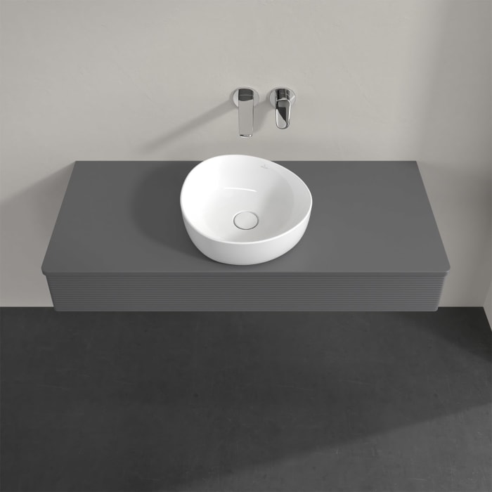 Villeroy & Boch Antao Waschbeckenunterschrank, 120 x 19 cm, 1 Auszug, Front mit Struktur, mit Hahnloch, für Waschtisch mittig