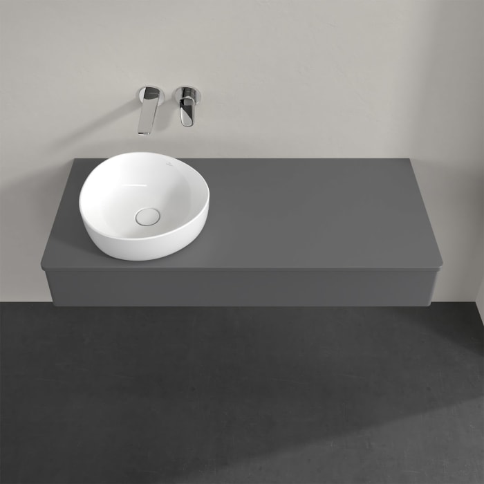 Villeroy & Boch Antao Waschbeckenunterschrank, 120 x 19 cm, 1 Auszug, Front ohne Struktur, mit Hahnloch, für Waschtisch links