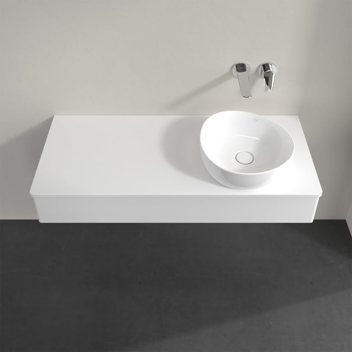 Villeroy & Boch Antao Waschbeckenunterschrank, 120 x 19 cm, 1 Auszug, Front ohne Struktur, mit Hahnloch, für Waschtisch rechts