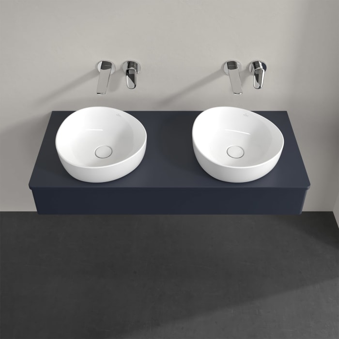 Villeroy & Boch Antao Waschbeckenunterschrank, 120 x 19 cm, 1 Auszug, Front ohne Struktur, mit Hahnloch, für Waschtisch links und rechts