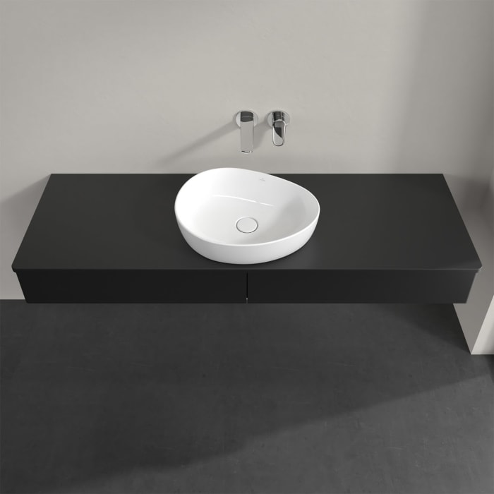 Villeroy & Boch Antao Waschbeckenunterschrank, 160 x 19 cm, 2 Auszüge, Front ohne Struktur, mit Hahnloch, für Waschtisch mittig