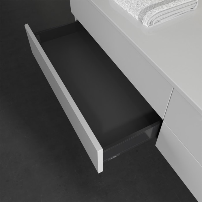 Villeroy & Boch Antao Waschbeckenunterschrank, 160 x 19 cm, 4 Auszüge, Fronten ohne Struktur, ohne Hahnloch, für Waschtisch rechts