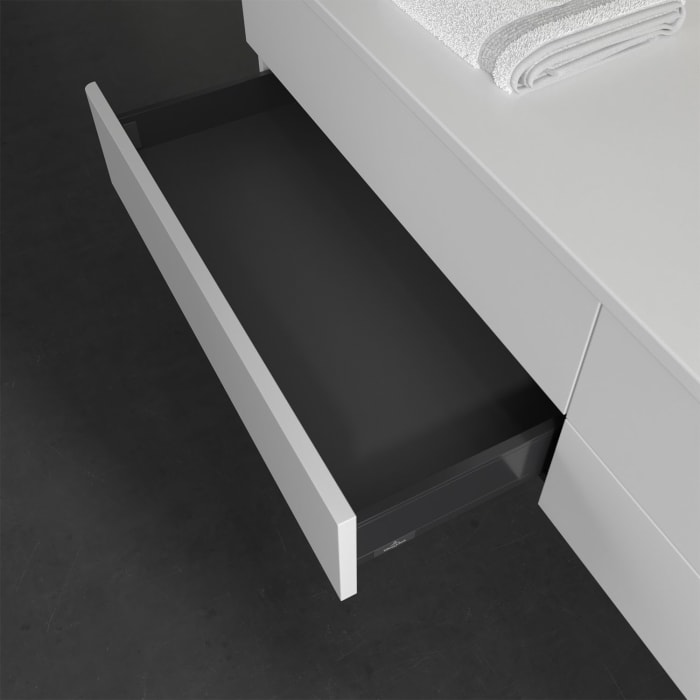 Villeroy & Boch Antao Waschbeckenunterschrank, 160 x 19 cm, 4 Auszüge, Fronten ohne Struktur, ohne Hahnloch, für Waschtisch rechts