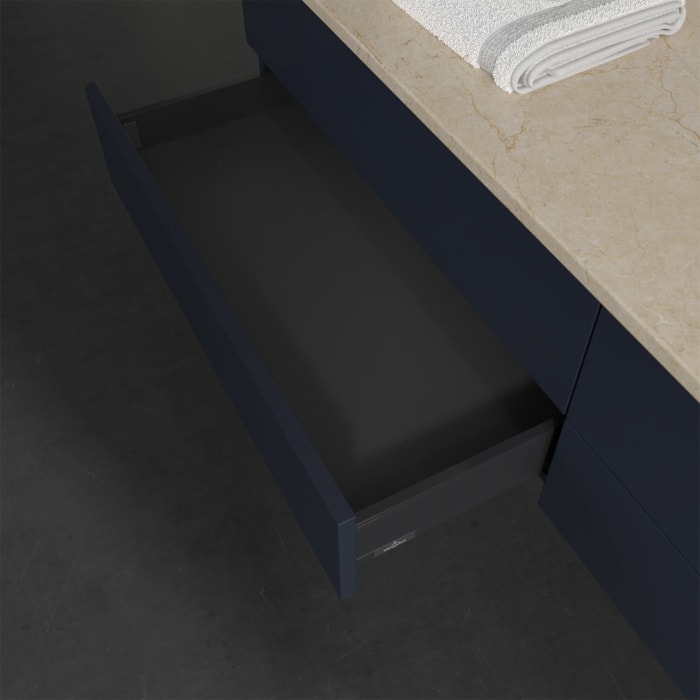 Villeroy & Boch Antao Waschbeckenunterschrank, 160 x 19 cm, 4 Auszüge, Fronten ohne Struktur, ohne Hahnloch, für Waschtisch rechts