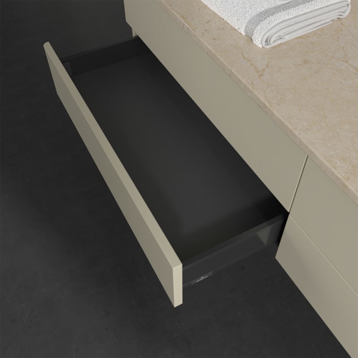 Villeroy & Boch Antao Waschbeckenunterschrank, 160 x 19 cm, 4 Auszüge, Fronten ohne Struktur, ohne Hahnloch, für Waschtisch rechts
