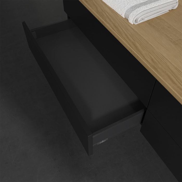 Villeroy & Boch Antao Waschbeckenunterschrank, 160 x 19 cm, 4 Auszüge, Fronten ohne Struktur, mit Hahnloch, für Waschtisch rechts