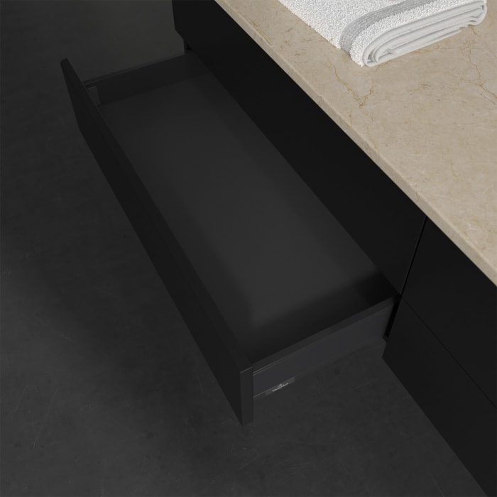 Villeroy & Boch Antao Waschbeckenunterschrank, 160 x 19 cm, 4 Auszüge, Fronten ohne Struktur, mit Hahnloch, für Waschtisch rechts