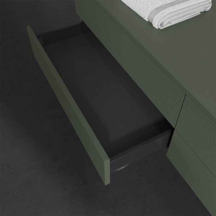 Villeroy & Boch Antao Waschbeckenunterschrank, 160 x 19 cm, 4 Auszüge, Fronten mit Struktur, ohne Hahnloch, für Waschtisch rechts